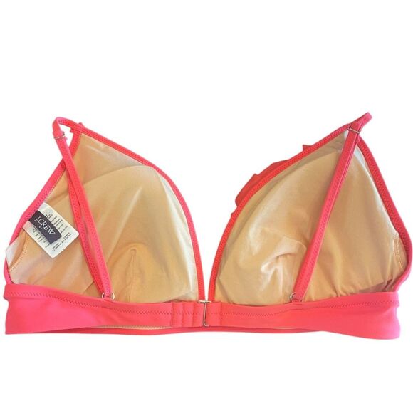 J Crew Womens Bikini Top Large Pink Triangle Ruffles Soft Padded Cups EUC - Picture 3 of 10